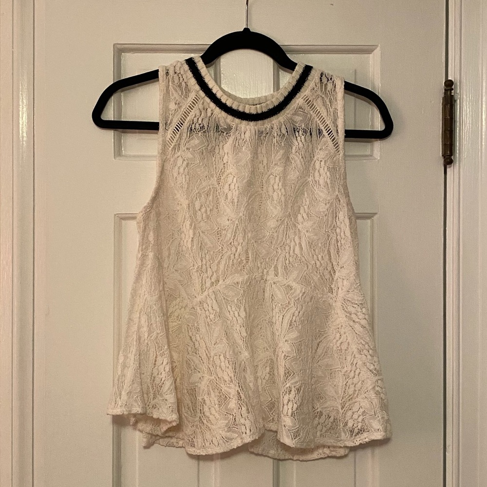 Free People Lace White Tank
